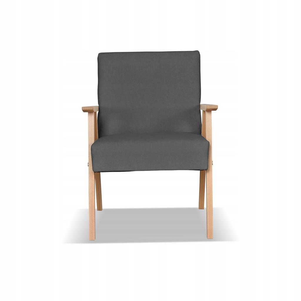 Fotel PRL zestaw retro vintage SOLER Family Meble szary welur Hunter