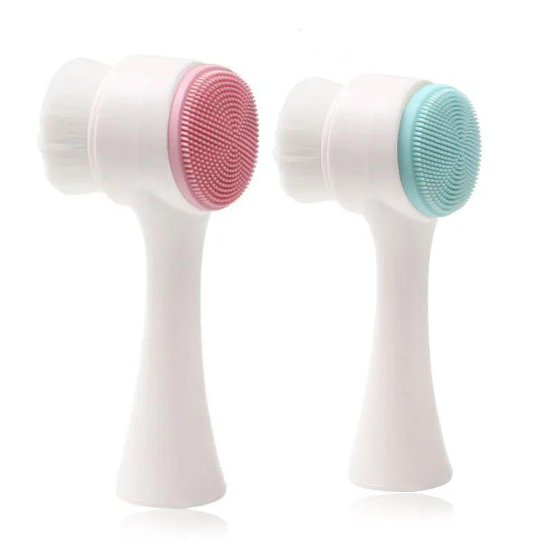 Double Sided Silicon Cleansing Brush Clean Exfoliating Massage Soft Face Pore Cleanse Blackhead Dry Wet Multi-purpose