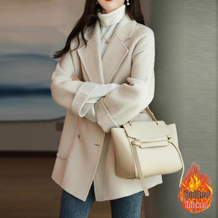 2024 Fashionable Herringbone Wool Coat Autumn Winter Versatile Slim Loose Timeless