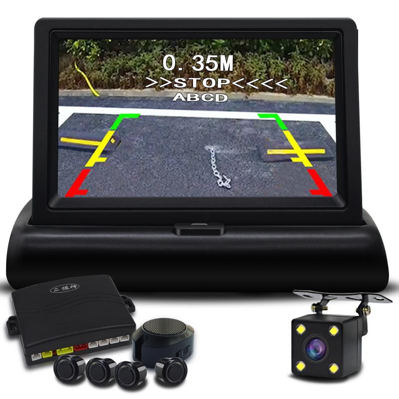 Video Parking Sensors Reverse Backup Radar 4 Parktronic 4.3/5 Inch Monitor Display Backup Camera Input For Android DVD Player