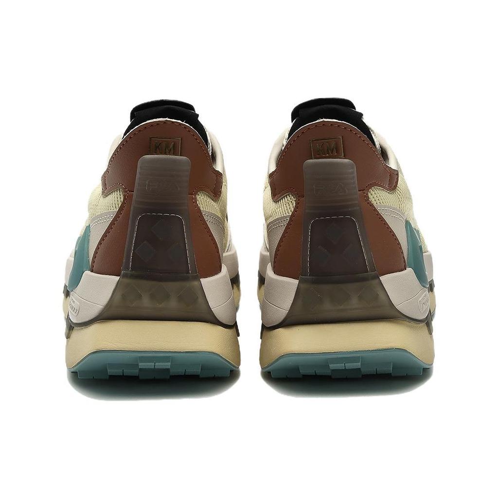 Fila KM Comfortable Fabric Synthetic Leather Cushioning Durable Low-Top Running Shoes Women Sneaker Yellow-Brown F12W333103FST