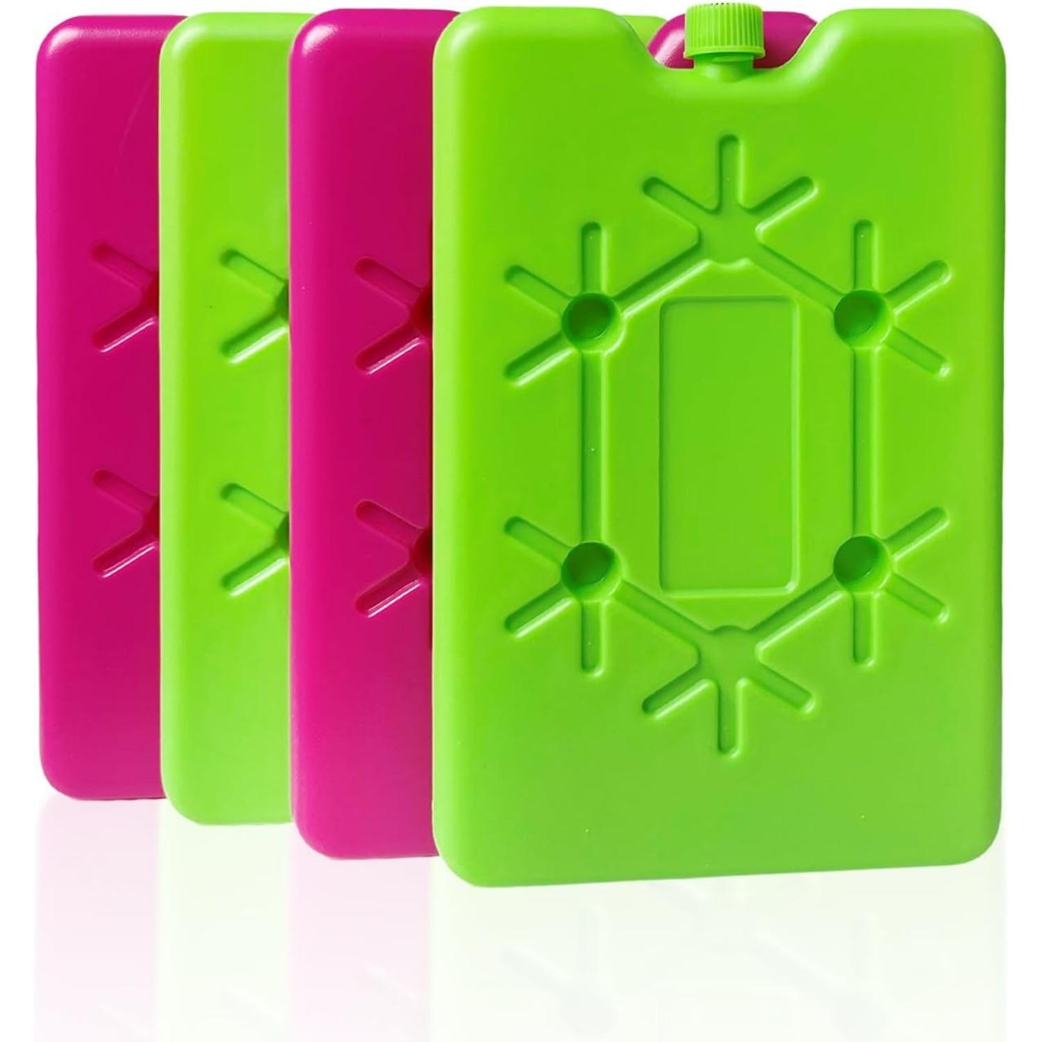 

4 Pack 200ml Ice Packs Pink Green Ice Box Cooler Bag Cool Battery Reusable for Travel Fridge Lunch Food Preservation T4