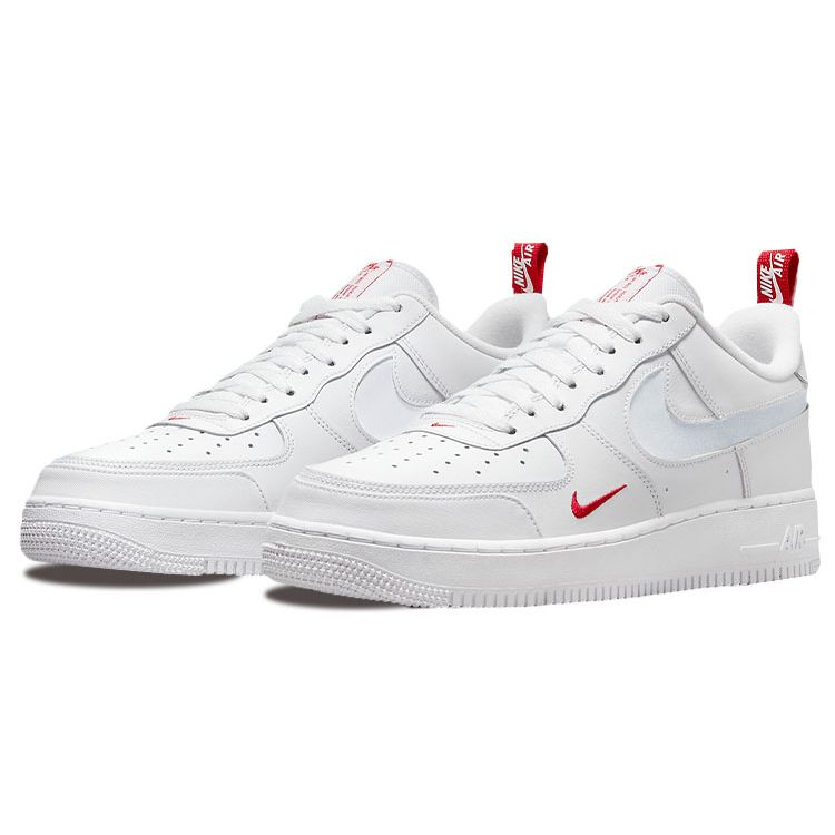 Nike Air Force 1 Low Cut Out Swoosh - White Men Sneakers University-Red DO6709-100