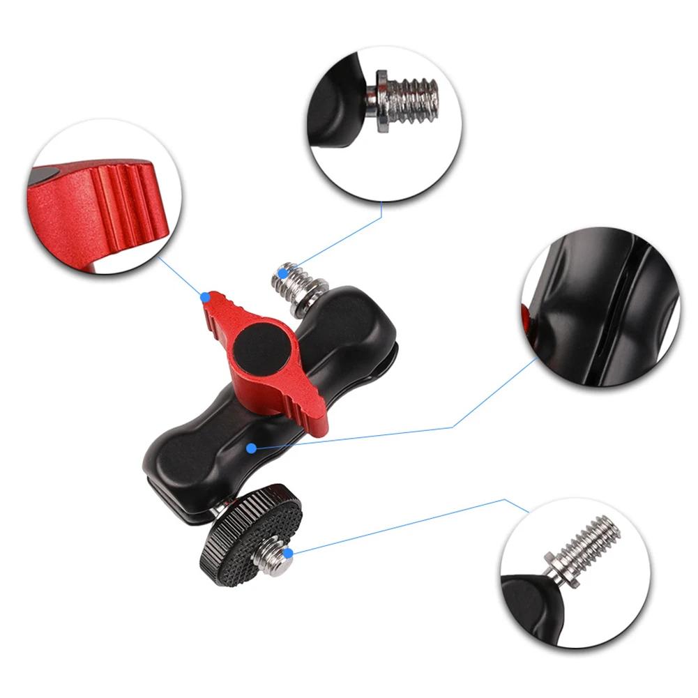 Ballhead Clamp Clip W/ 1/4inch -20 Thread Ball Mount Clamp Magic Arm Super Clamp for GoPro DSLR Camera Monitor LED Light Mic