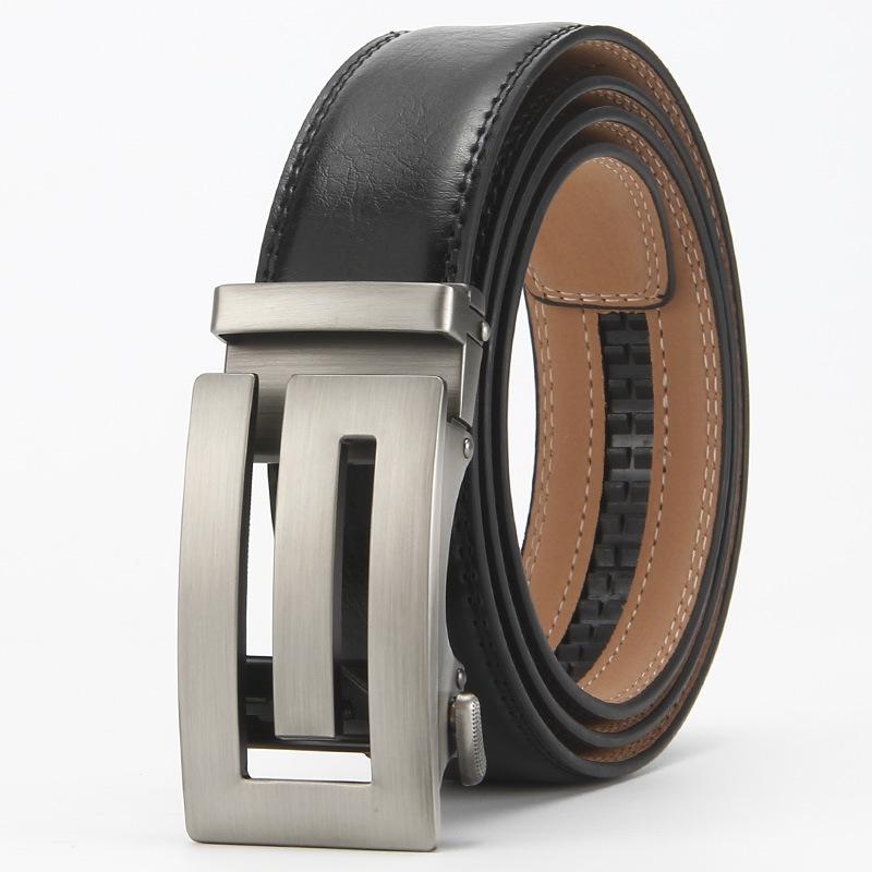 

Поддельные ремни с игольным проколом различных цветов Автоматические ремни с пряжкой Мужские ремни из натуральной кожи Деловые повседневные ремни с пряжкой 110-130cm