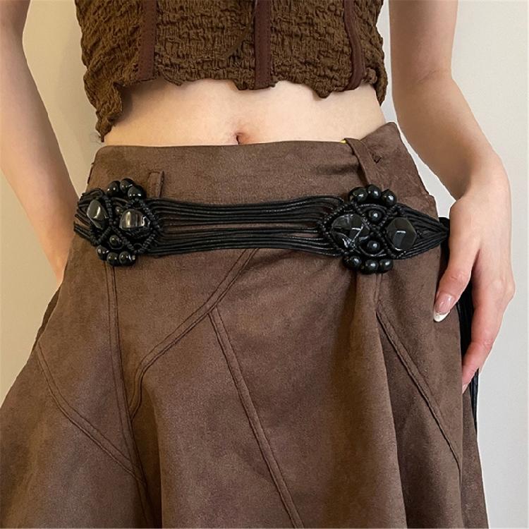 Vintage Bohemian Rope Belt for Women Fashion Handmade Crochet Waist Belt Travel Waistband for Dress Vacation Waist Rope