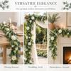 2Pcs Artificial Eucalyptus Vine With White Flowers Faux Greenery Garland For Wedding Arch, Wall And Party Decoration