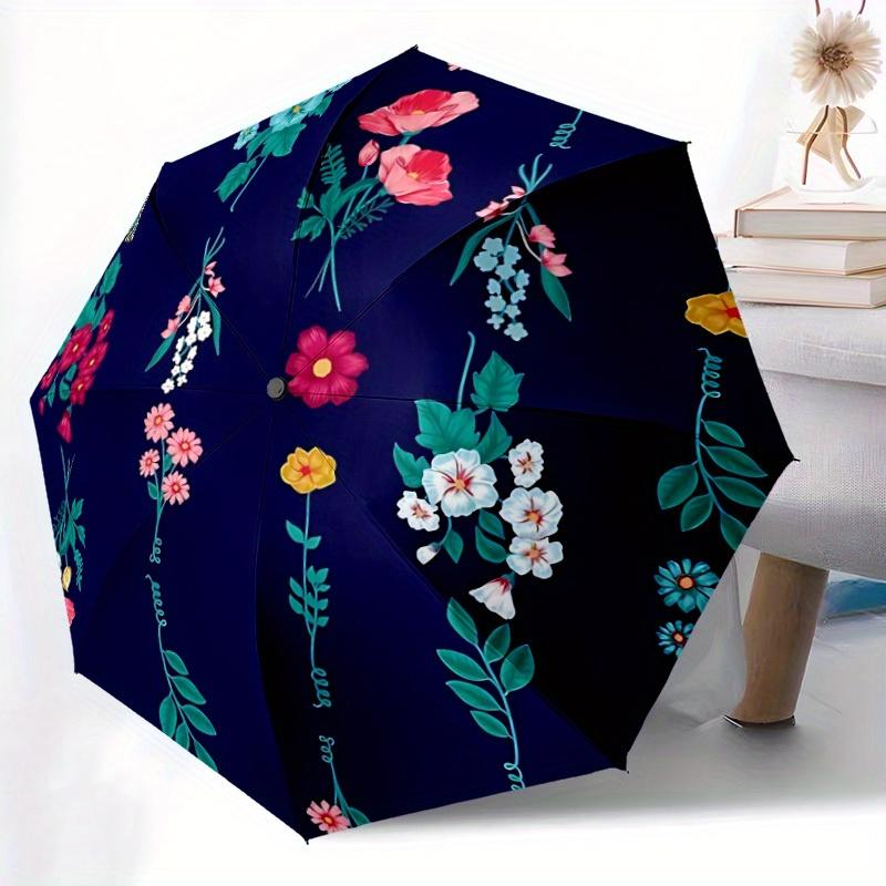 1pc Floral Pattern Automatic Open/Close Umbrella, Ideal Fan Gift for Birthday, Christmas, Trendy Fashion yy250828035
