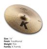 Zildjian Dark Crash Cymbal K Custom 16 inch K0951