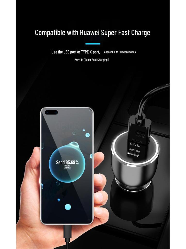 Crucial PD45W Car Charger for Samsung, Huawei, Apple Laptops - PPS Super Fast Charging, Certified.