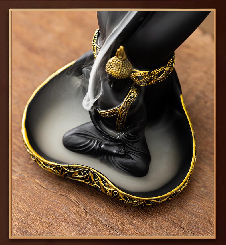 Meditating Buddha Incense Burner Zen Resin Holder for Cone Incense Serene Home Decor Altar Accessory for Meditation Calming Gift