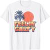 Lustiges Feelin Salty Retro Sonnenuntergang Palmenbaum Vintage Urlaubs-T-Shirt