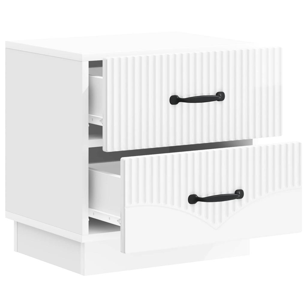 Nightstand Set of 2 High Gloss White 43 x 34.5 x 44.5 cm