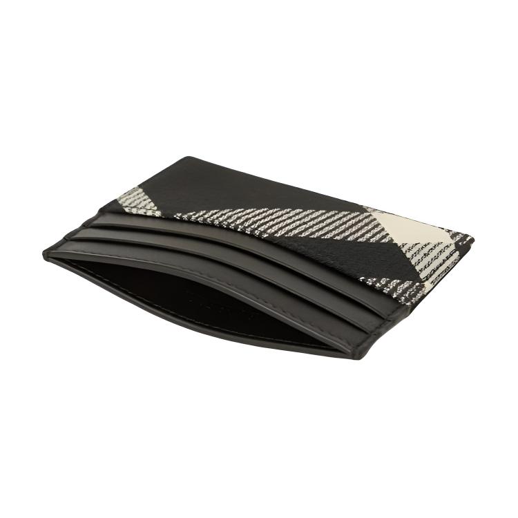 Burberry Decorative Jacquard Fine Wool Check Four Card Slot Cotton Card Holder Men Card Holder Black White 80895081