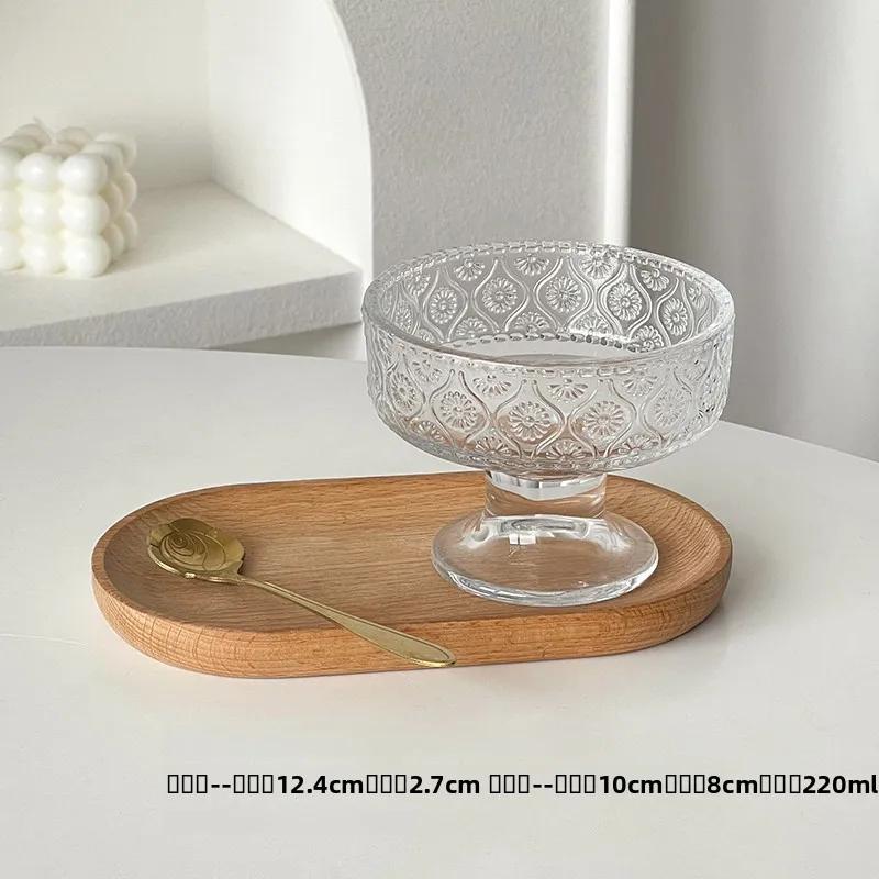 High Foot Glass Bowl Ice Cr Dert Cup for Home Use Ele Design for Yogurt Pudding Ice Cr Milkake Mousse