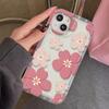 Pink Flower Transparent Soft TPU Phone Case For IPhone 16 Pro Max 15 14 13 12 11 17 Plus Lightweight Case Protective Cover