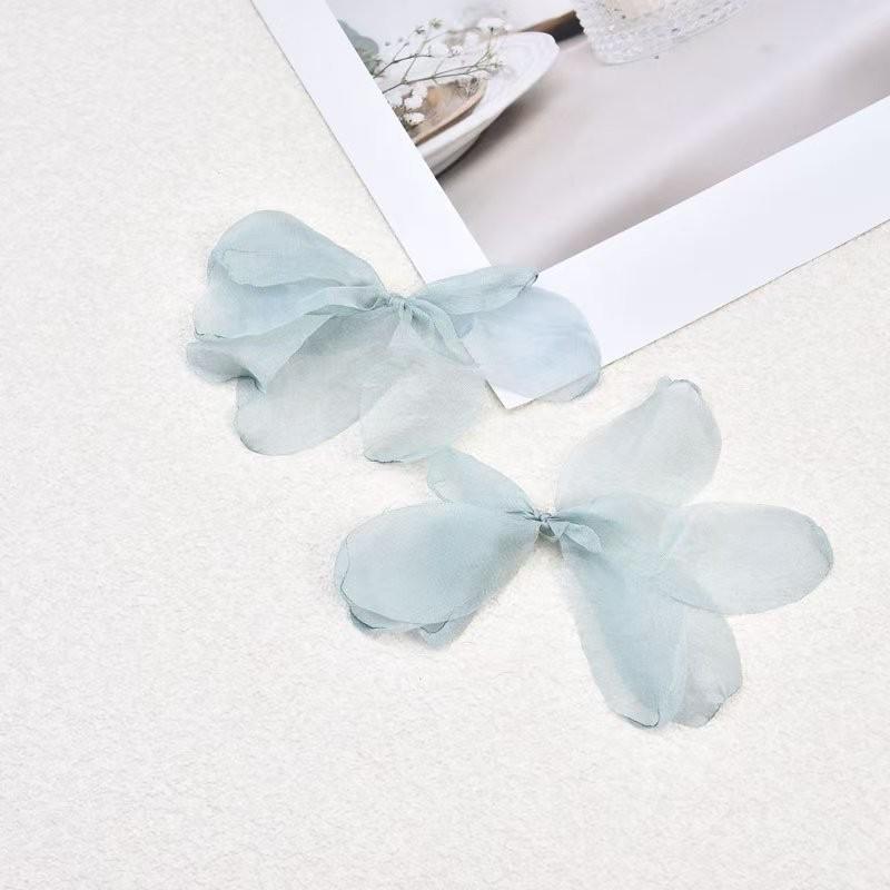 Burnt Edge Gauze Flower Trim Earrings - Petal Jewelry for DIY Holiday Style