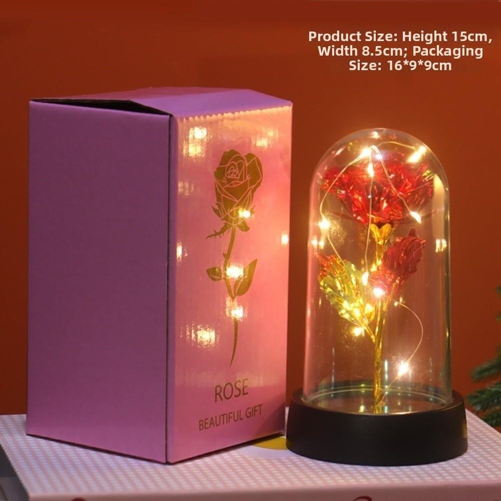 LED Gold Foil Rose Creative Gift Ornaments Artificial Rose Flowers Mother's Day