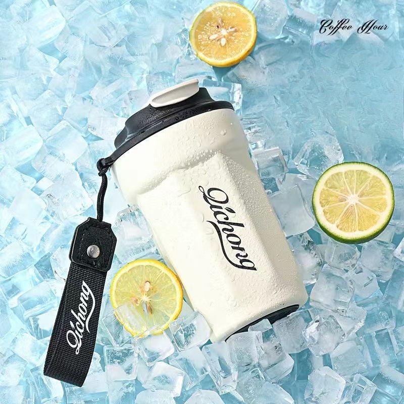 

Новая термокружка из нержавеющей стали 316 для студентов и студенток, милая кофейная кружка с привлекательным внешним видом и удобной веревочкой, стакан для воды 450ml