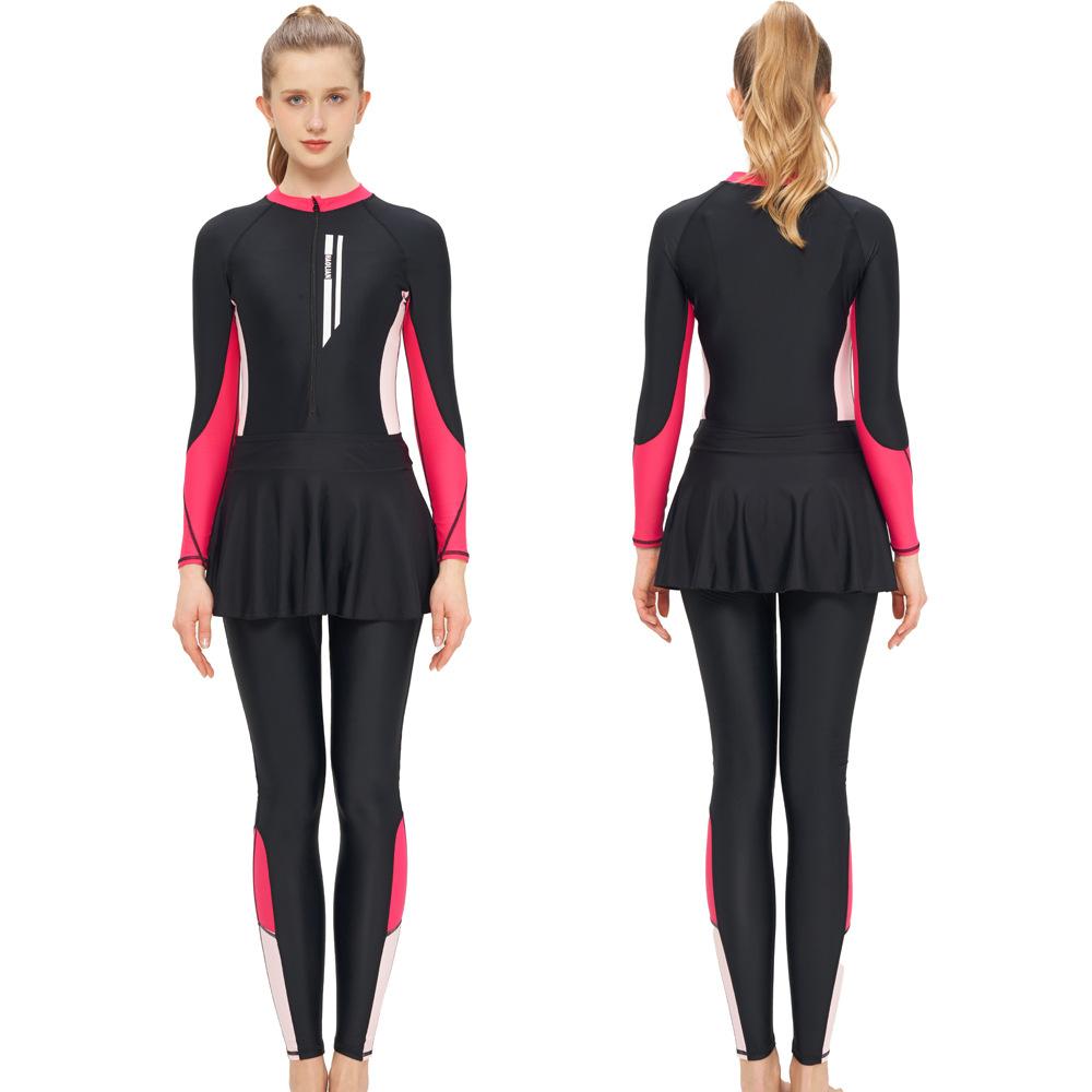 2026 New Long sleeved long pants diving suit women's sun protection one-piece surfing suit plus size jellyfish diving swimsuit