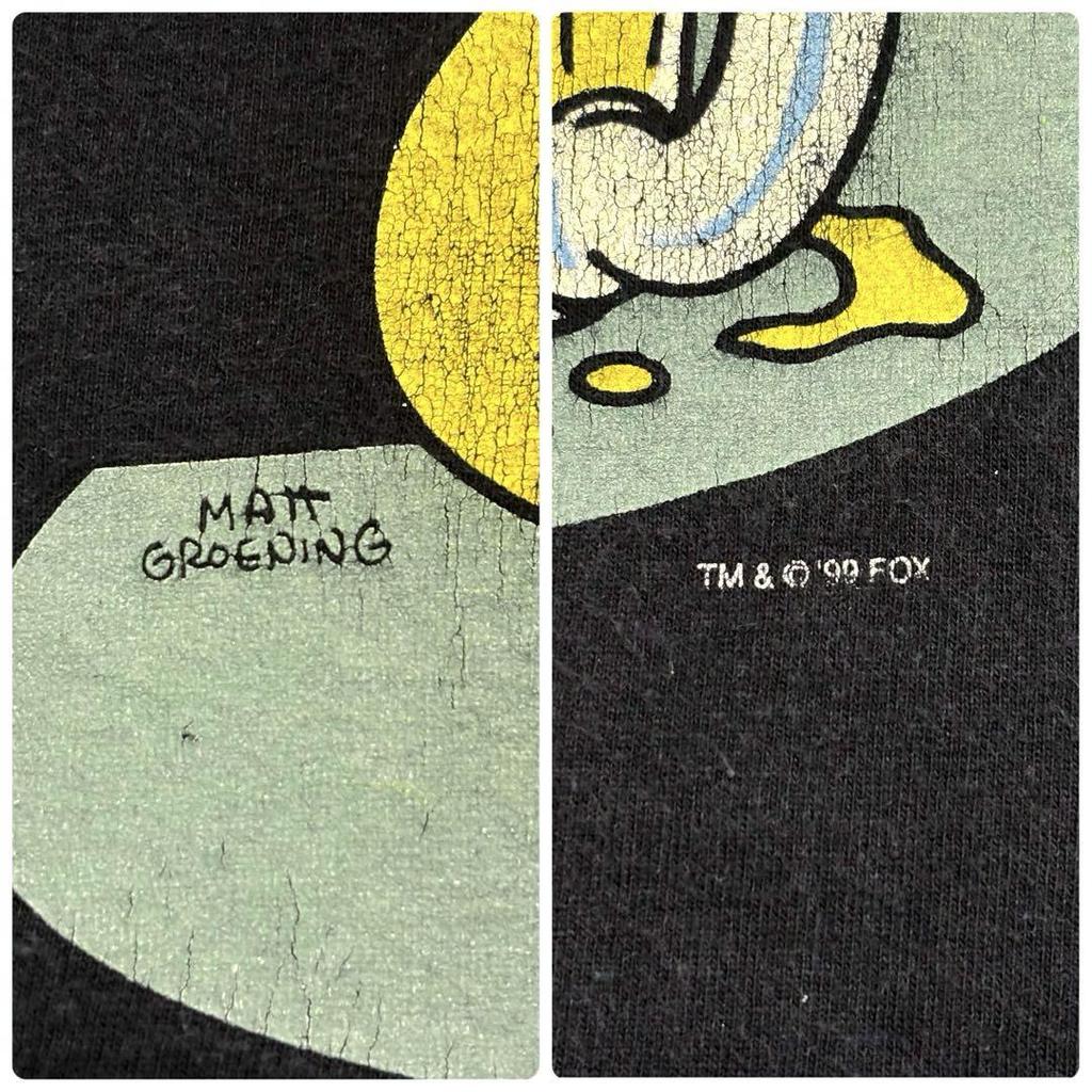[USED] Rare 90s Simpsons T-shirt, size XL, black, anime, message, vintage