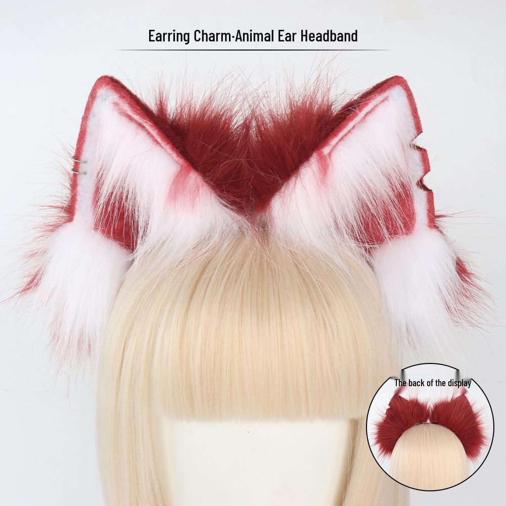 Fox Ears Headband & Earrings with Plush Tail Set