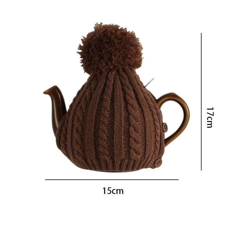 Cute Acrylic Knitted Tea Set for London Pottery, 2 Cup Size, Gift (Brown - One Piece)