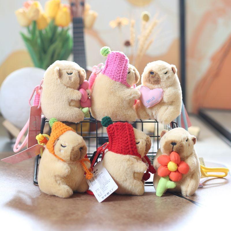 Pink Capybara Plush Keychain Toy With Watermelon Pattern Kid Collectors Doll