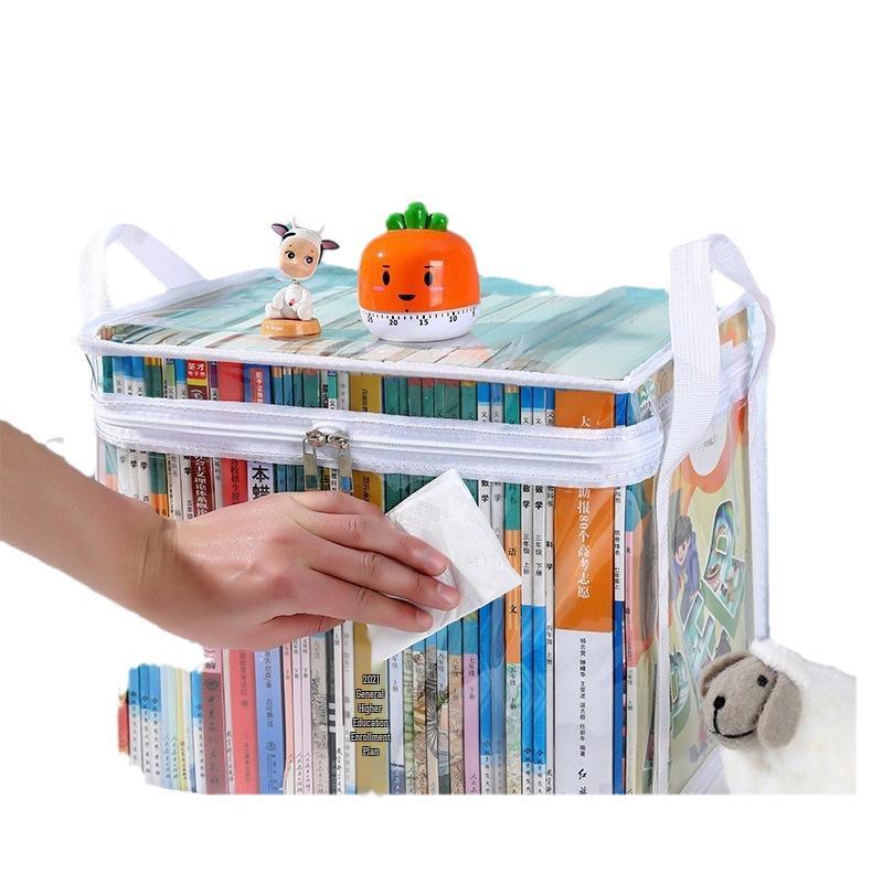 Foldable Transparent Book Storage Box - Dustproof, Large Capacity, Thickened Bookshelf Organizer