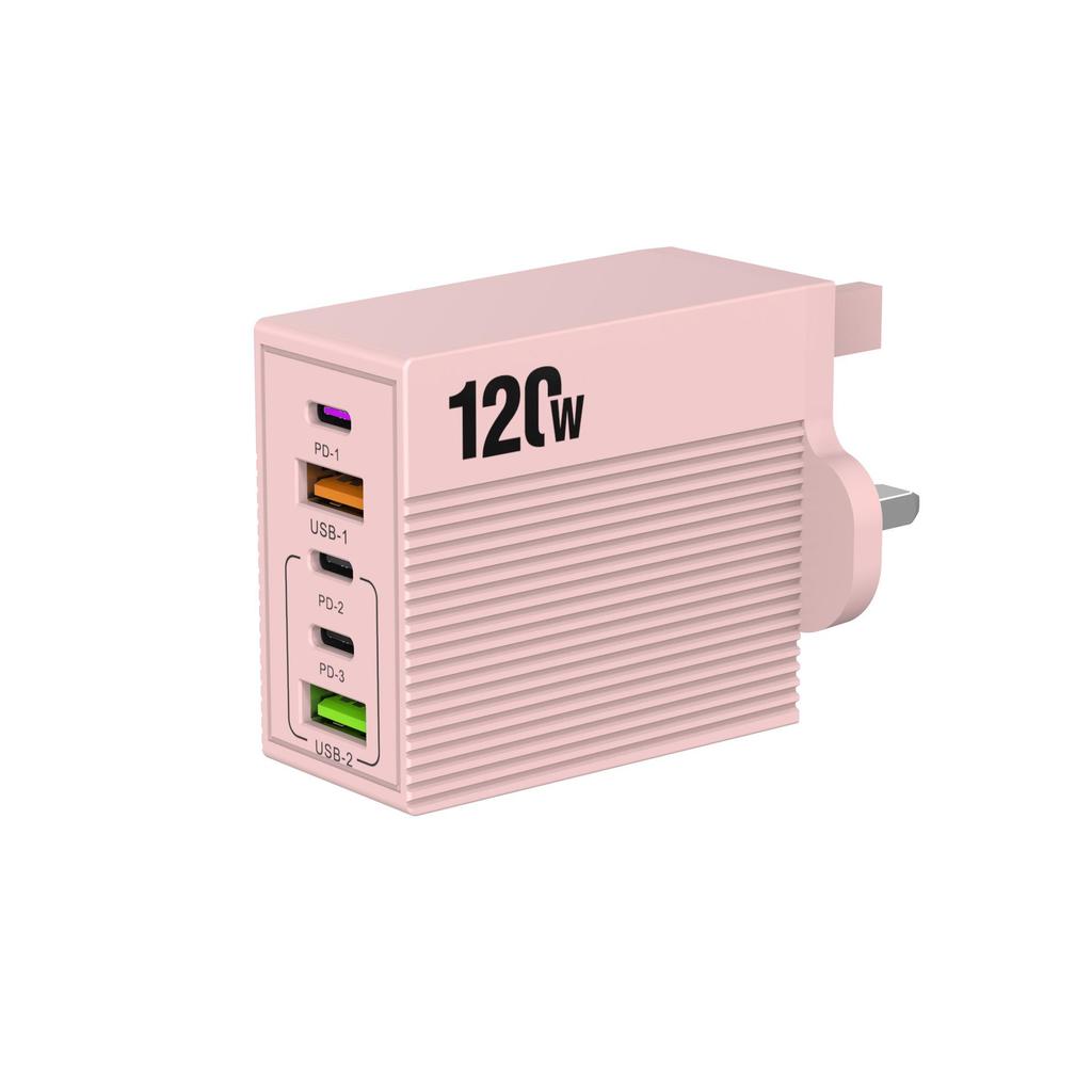 Caricabatterie Rapido Multi-Porta da 120W con Spina USA/UE/UK - Dispositivo da Viaggio Compatto, Supporto Completo Protocolli