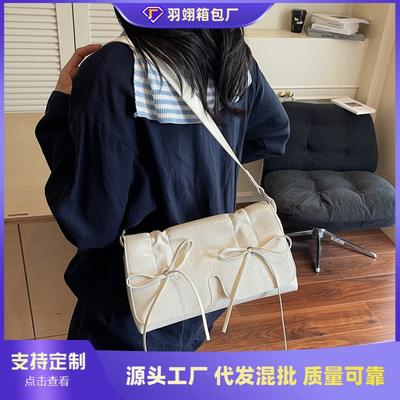 Popular Commuter Bag Women's Summer New Bow Shoulder Bag Lazy Wind Messenger Bag