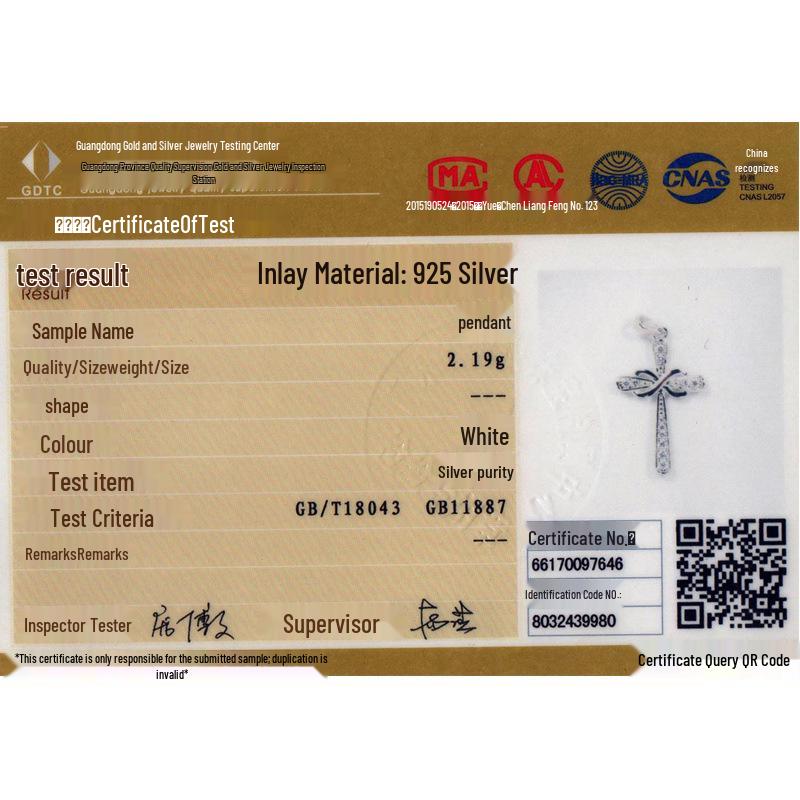 Sterlingsilber S925 Kreuz Halskette mit Schleife Zirkon Anhänger für Damen - Trendiges Schmuck Accessoire