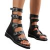 Sandalias De Punta Abierta Para Mujer, Zapatos De Gladiador Planos Con Cremallera Trasera Romana, Informales Para Exteriores,