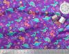 Soimoi Black Japan Crepe Satin Fabric Aster Flower & Dinosaur Kids Print Fabric by Metre 42 Inch