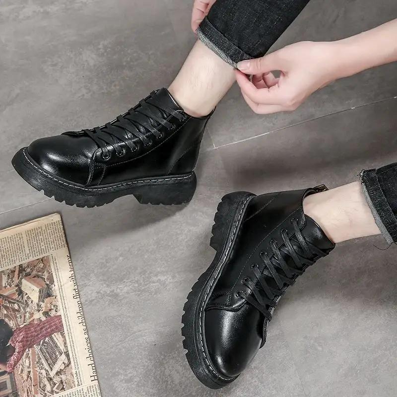 Platform Male Shoes British Style Trendy  Men's Boots Casual Classic Offer Original Deals Low Price High Quality Y2k New