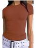 European and American Summer Women's Slimming Milk Silk Pullover T-shirt, Round Neck Fashion Top, High-end Women's Outerwear