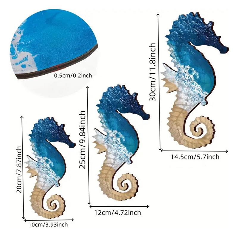 Seahorse Wall Art 3Pcs Beach Decorations Farmhouse Decor Beach Theme Decoration For Bathroom Indoor Outdoor Wall Decor