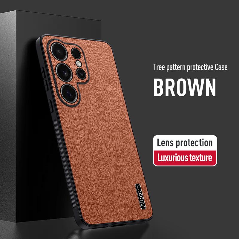Slim Wood Grain Leather Case For Samsung Galaxy S26 Ultra S25 Edge S24 FE S23 S22 Plus A57 A37 A56 A36 A26 A16 A35 A25 A15 5G Shockproof Case Cover