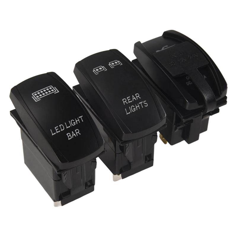 LED Light Bar Rocker Switch Toggle Switch Rear Lights Rocker Switch Rocker Switch Dual USB Power Charger