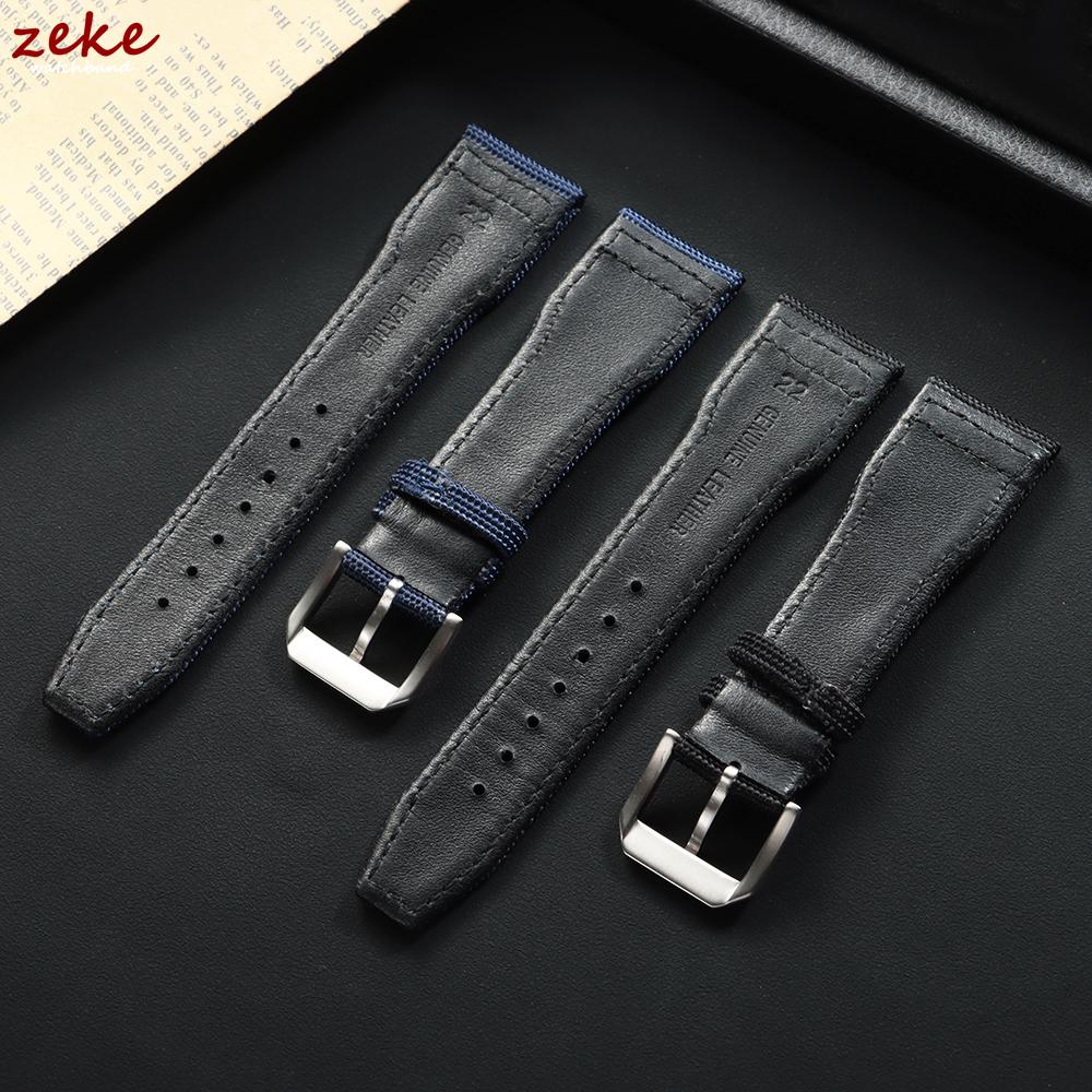 Premium Nylon Canvas Watch Strap Genuine Leather Watchband 20mm 21mm 22mm for IWC Pilot Series Green Black Brown Bracelet Belt