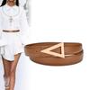 Real Cowhide Belt for Women Retro Triangle Buckle Line Edge Belt for Women Simple Temperament Cowhide Solid Color Decorative Women Belt