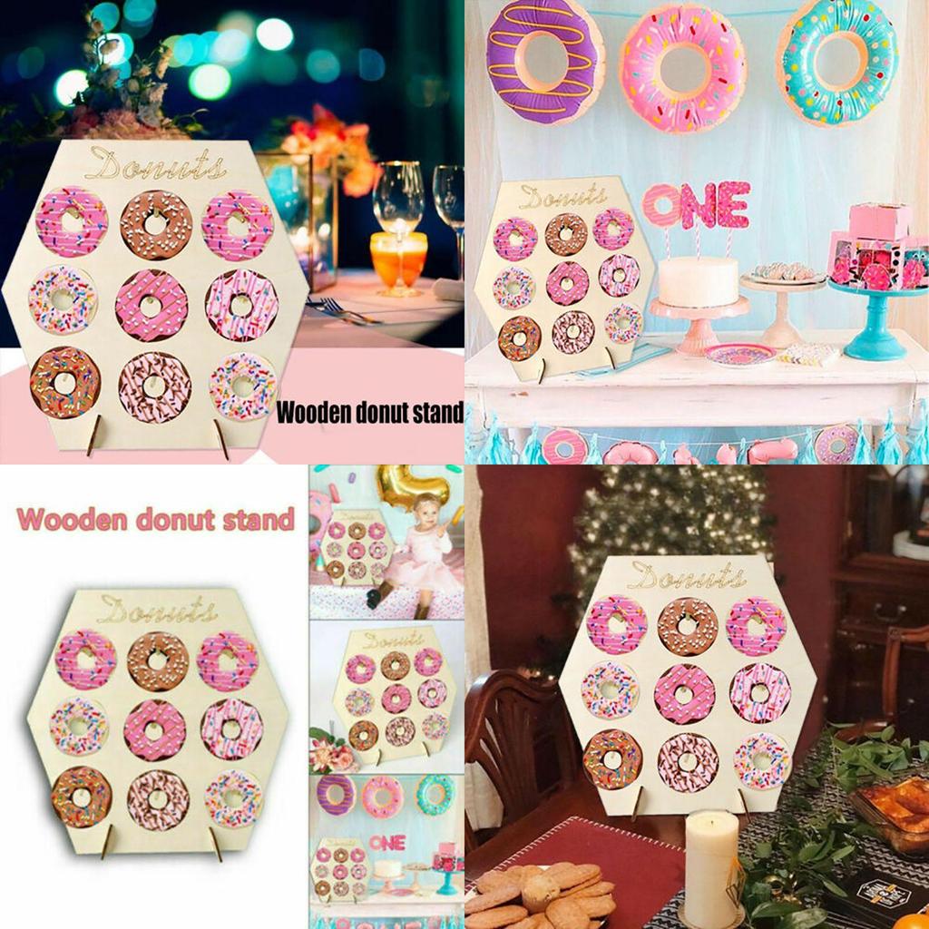 Elegant Wooden Donut Wall Display Stand For Wedding And Birthday Parties