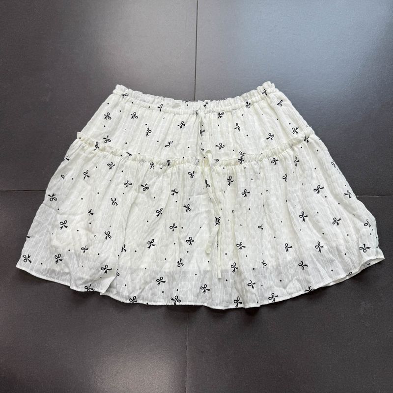 

Export Single Exquisite Little Sweet Girl Elastic Waist Bows A- line Ruched Little Short Dress Skirt