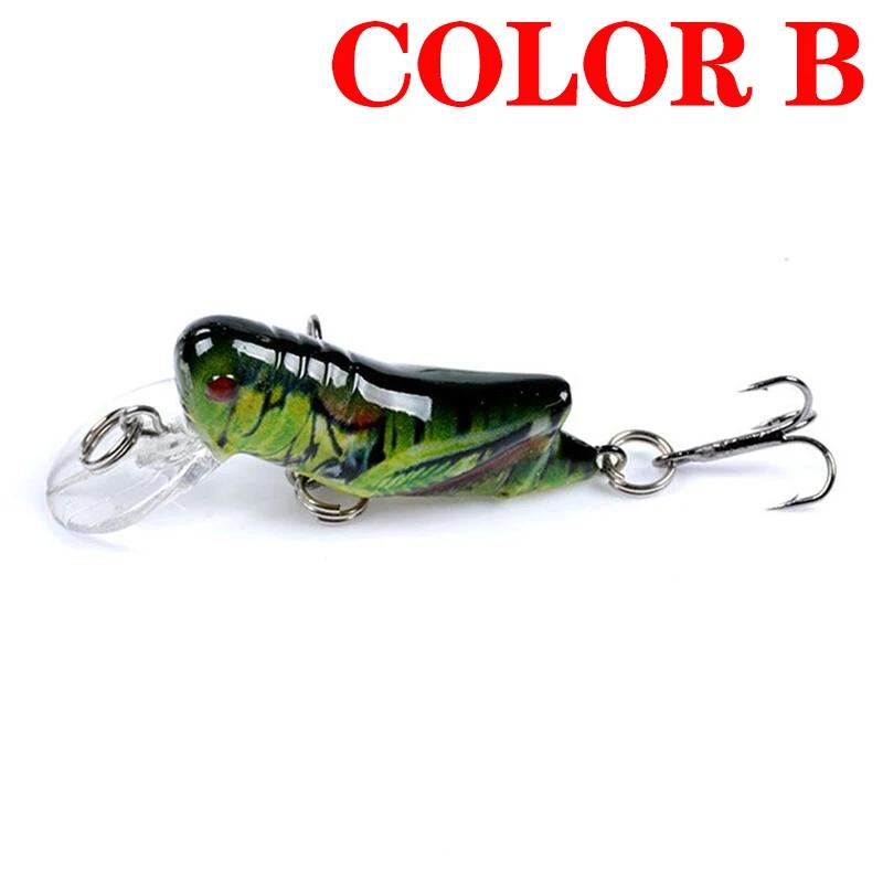 45mm 3.5g 1pcs Insect Bionic Fishing Lure Grasshopper Minnow Hard Baits Squid Artificial Swimbaits Bass Carp Pike Fishing Tackle