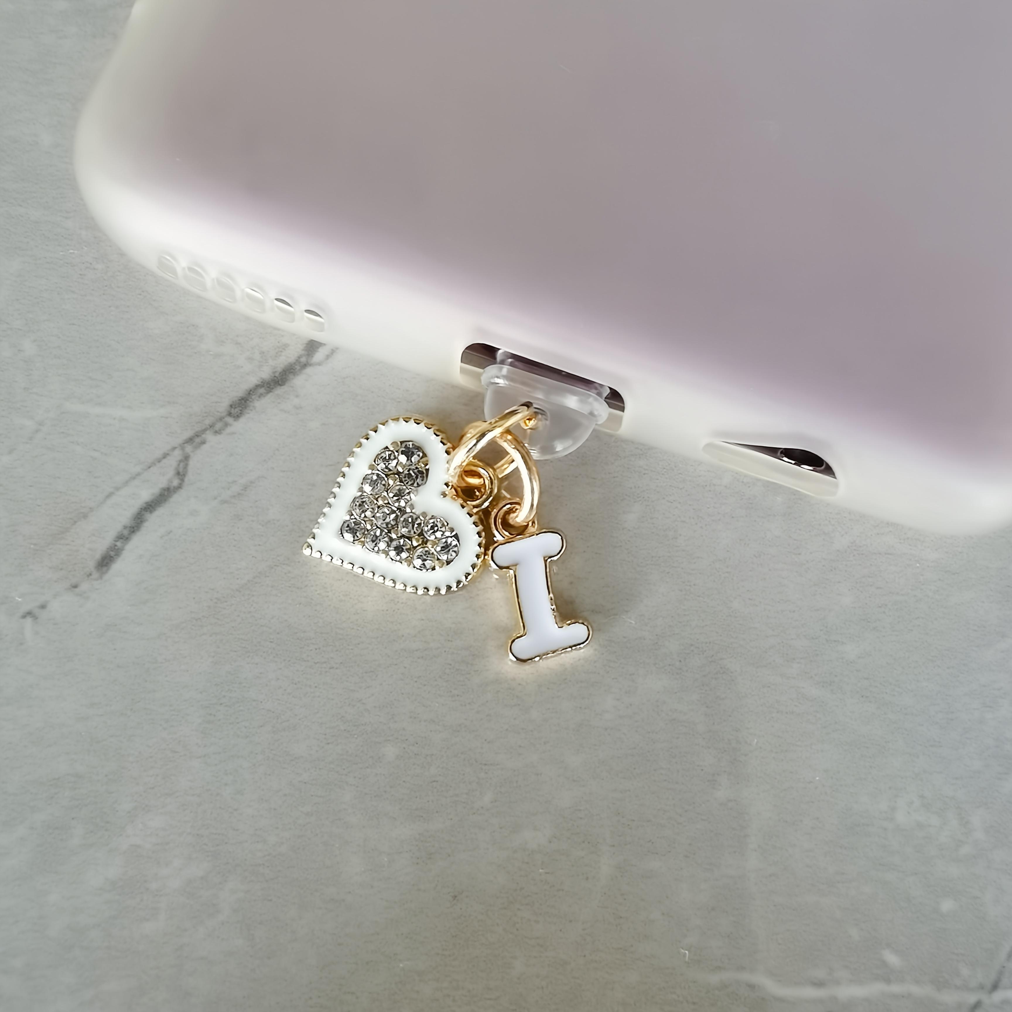 

Легкая Роскошь Сверкающий Бриллиант Буква Сердце Заглушка от Пыли для Телефона Защита Интерфейса Декоративное Подвесное Украшение For Type-C