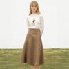 Wei Mei High-Waisted Draped Midi Skirt - Slimming and Over-the-Knee for Autumn