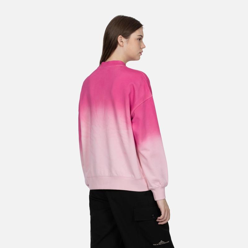 Evisu Pink Color Block Round Neck Trendy Sweatshirt Women Sweatshirt 2EAGNW3SW6013OSCT