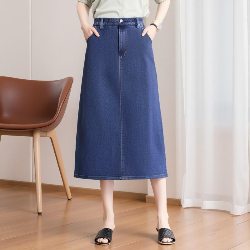 Female Loose Medium-length Temperament Denim Skirt Spring and Fall Oversized Half-body Skirt