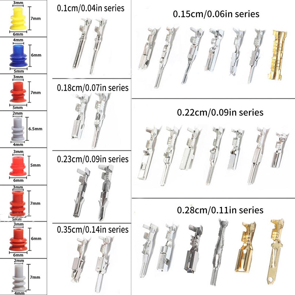 950Pcs Connector Pin Terminals Car Electrical Wire Terminals 1/1.5/1.8/2.2/2.8/3.5mm Automotive Pin Connector Enduring