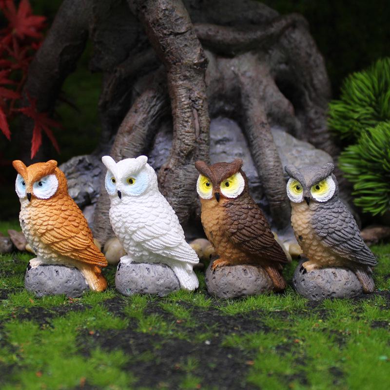 Artisanat en Résine Hibou de Simulation: Ornements de Jardin Micro Paysage